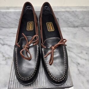 Vintage Munro American Womens Black Brown Leather Loafers, Size 8 N, M53951